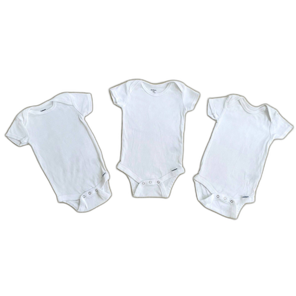 NWOT Gerber Baby Unisex Short Sleeve White Cotton Onesies 3-6M